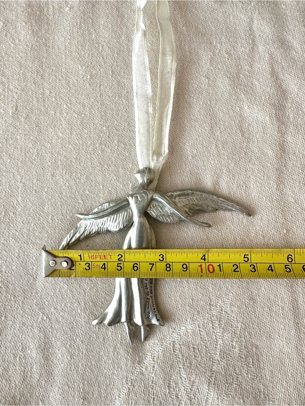 Pewter Angel Hanging Ornament Eleanor Roosevelt Quote Inspirational Gift - Picture 9 of 9